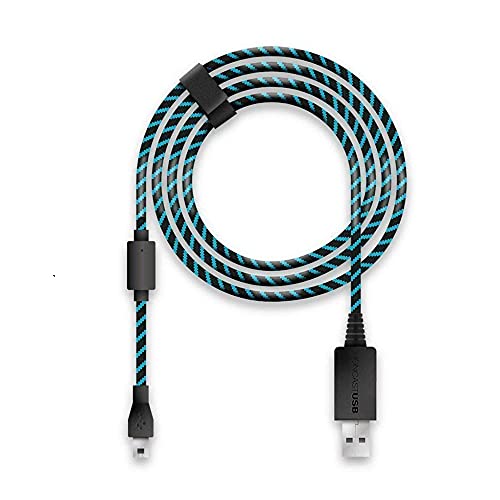 Lioncast 4m Ladekabel/USB-Kabel/Controllerkabel für Controller der PS4 und Xbox One, Xbox One X, schwarz/blau Micro-USB