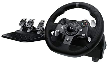 Logitech G920 Driving Force Gaming Rennlenkrad, Zweimotoriges Force Feedback, 900° Lenkbereich, Racing Leder-Lenkrad, Verstellbare Edelstahl Bodenpedale, für Xbox Series X|S, Xbox One, PC - Schwarz