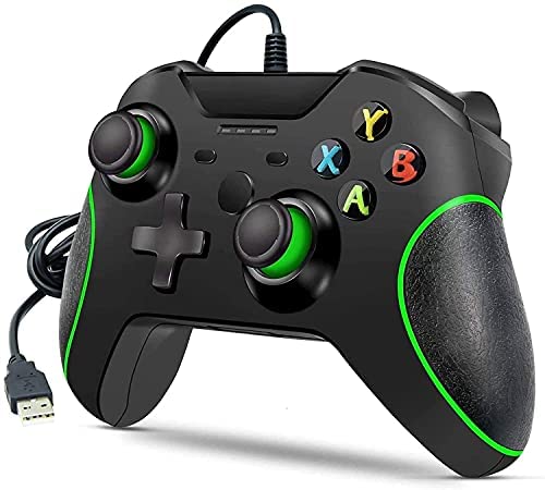Wired Controller für Xbox One, Kabelgebundenes Gamepad Joystick Ergonomie und Dual Vibration Game Controller mit 3.5mm Audio Jack Joypad für Xbox One / One S / One X / Windows 7/8/10 (Schwarz)