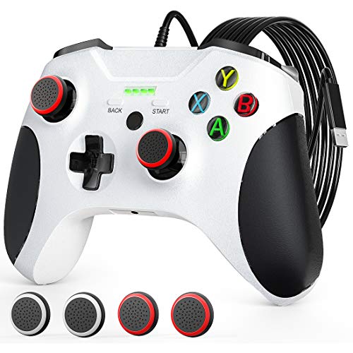 Wired Controller für Xbox One,JORREP USB Kabelgebundener Controller für Xbox Series S / X, Xbox One, PC Windows 7/8/10, mit 4pcs Silikon Thumb Grip Cap Cover