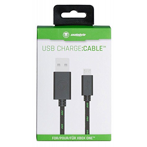 snakebyte Xbox One Micro USB CHARGE:CABLE - schwarz/grün - für sämtliche Xbox One Controller - Kabel PS4 & Xbox One kompatibel - 3m Meshcable
