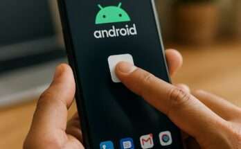 Smartphone mit Android-Betriebssystem, das die neue Fingertipp-Funktion zeigt, mit der Nutzer per einfachem Fingertipp schneller auf häufig genutzte Funktionen zugreifen können.