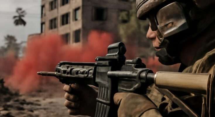 Beitragsbild zeigt Szene aus Battlefield: Redsec mit mehreren Spielern in taktischer Kampfhaltung auf großflächiger Karte, repräsentiert das heute erscheinende kostenlose Battle-Royale-Spiel der Battlefield-Reihe.