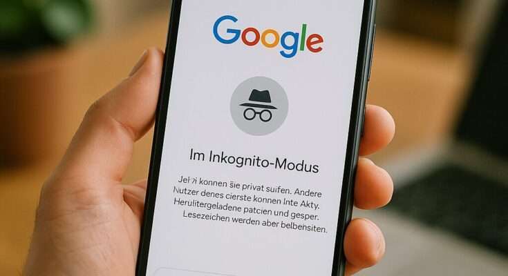 Screenshot der Google-App auf einem Android-Smartphone mit aktiviertem Inkognito-Modus.