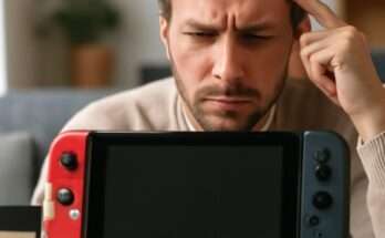 Bild eines Nintendo Switch 2 Controllers vor einem unscharfen Konsolen-Display, symbolisiert die Kritik an fehlender Abwärtskompatibilität bei der neuen Konsole.