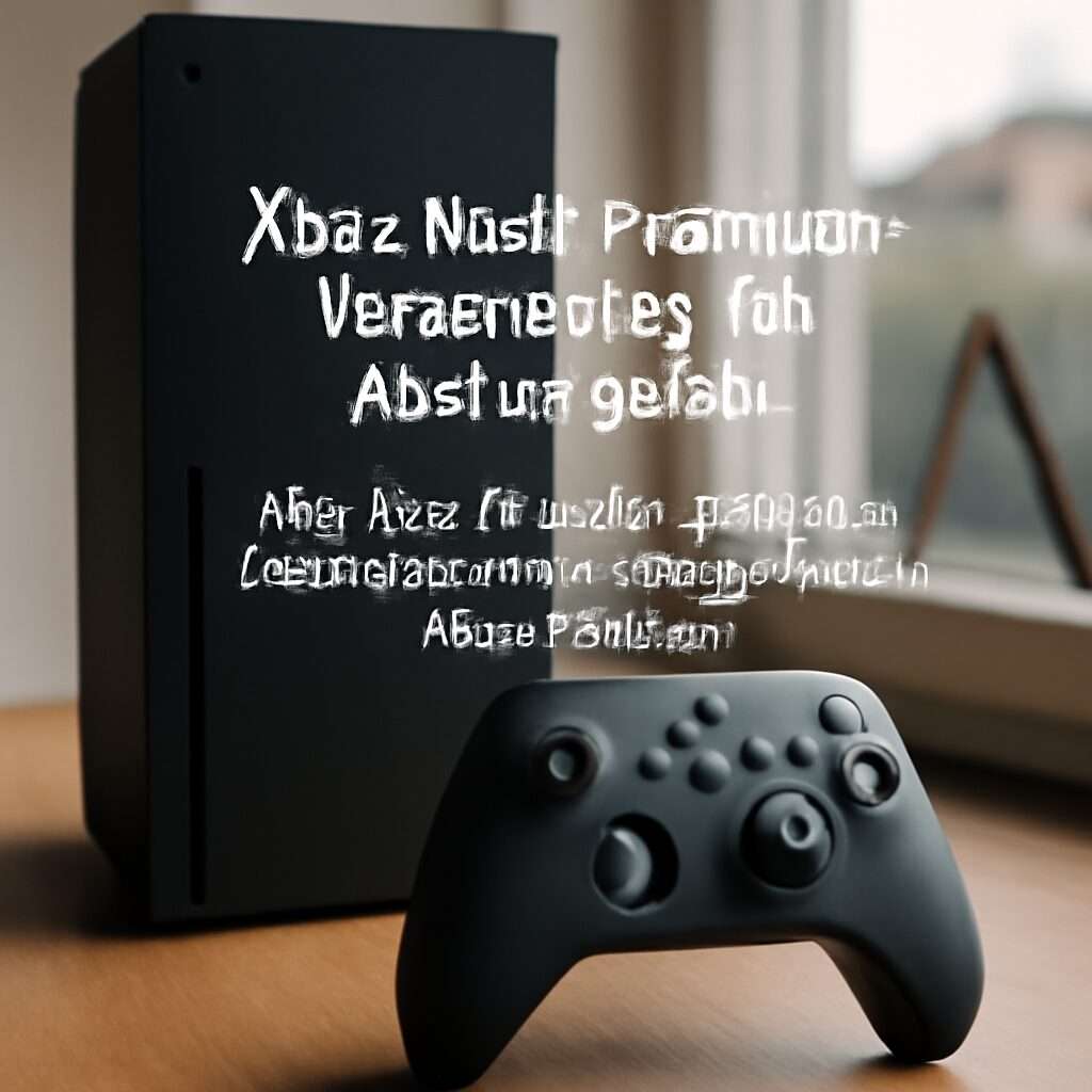 Xbox Next Konsole auf schwarzem Hintergrund, Symbol für Premium-Gaming mit Leistungsschwankungen und Absturzrisiken, Darstellung von technischer Innovation und aktuellen Stabilitätsproblemen.