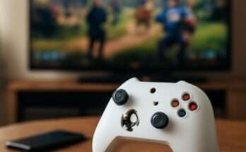 Xbox Series X und Series S mit Controller vor futuristischem Hintergrund, Symbol für ambitionierte Next-Gen-Pläne und kostenlosen Multiplayer-Service.