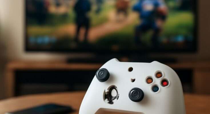 Xbox Series X und Series S mit Controller vor futuristischem Hintergrund, Symbol für ambitionierte Next-Gen-Pläne und kostenlosen Multiplayer-Service.