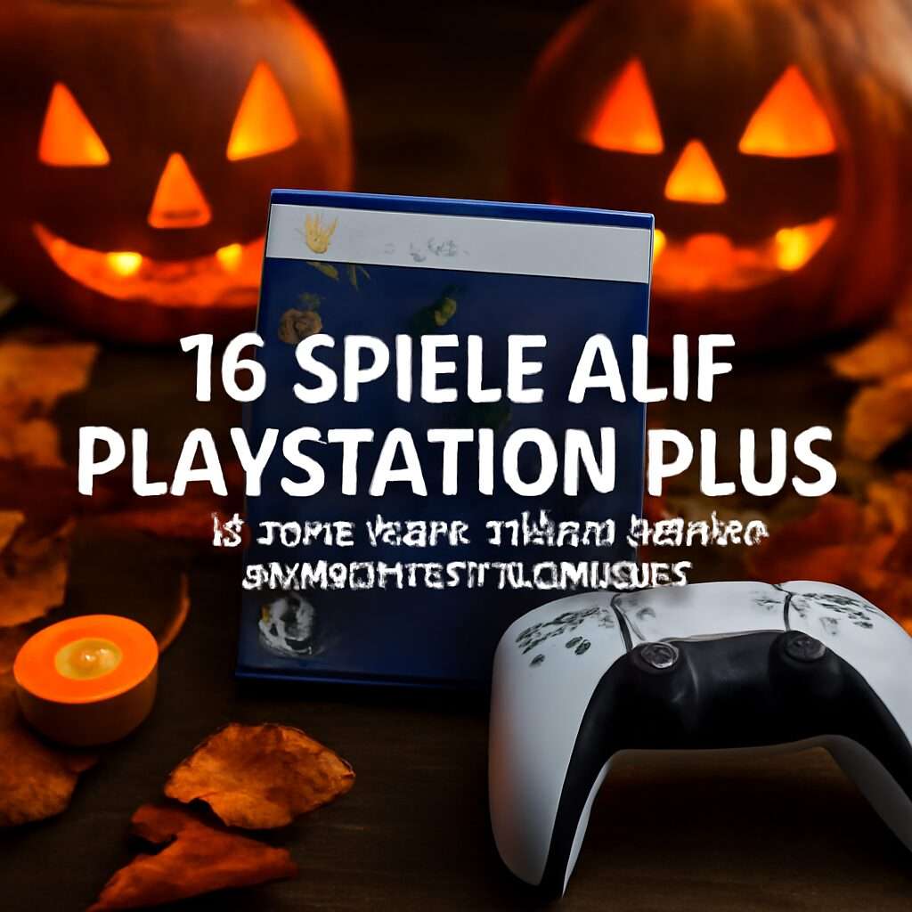 Beitragsbild mit PlayStation-Controller und düsterer Halloween-Atmosphäre, Symbolbild für 16 gruselige Horror- und Survival-Spiele auf PlayStation Plus im Herbst 2024.