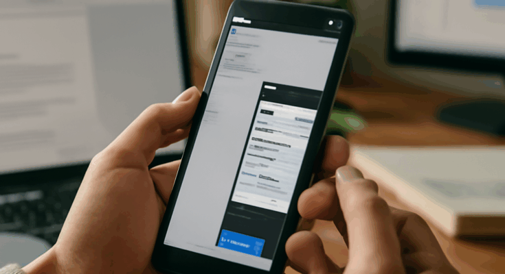 Alt-Text: Smartphone mit geöffneten Google-Apps wie Gmail und Docs, daneben ein seitliches Gemini-KI-Panel, das neue Assistenten-Funktionen und Textvorschläge für Android-Nutzer zeigt.