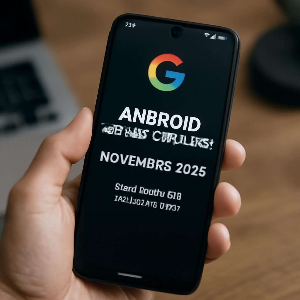 Smartphone mit Android-Logo und Hinweis auf das November 2025 Sicherheitsupdate von Google zur Behebung kritischer Sicherheitslücken auf Pixel-Geräten und anderen Android-Smartphones.