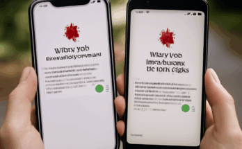 Smartphone mit aktivierter Corona-Warntechnik, symbolisiert durch Bluetooth- und Virus-Icons, Darstellung der Integration der Covid-19-Kontaktverfolgung direkt in iOS- und Android-Betriebssysteme von Apple und Google.