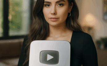 Alt-Text: „Porträt der Popsängerin Ayliva vor neutralem Hintergrund, dazu eingeblendete Schrift ‚Künstlerin des Jahres‘ und YouTube-Logo, symbolisiert ihre Auszeichnung als YouTubes Künstlerin des Jahres in Deutschland.“