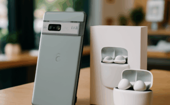 Beitragsbild mit Pixel 10 Smartphone und Pixel Buds vor schwarzem Hintergrund, Hinweis auf Black Friday Rabatte im Google Store 2024.