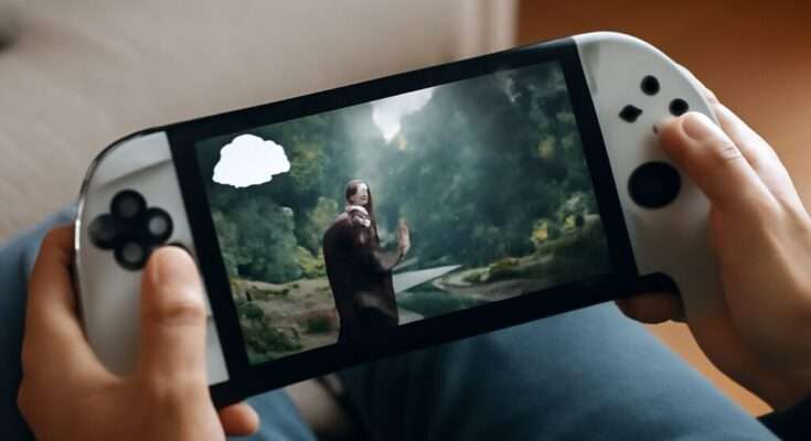 PlayStation Portal mit aktiviertem Cloud-Streaming für digitale PS5- und PS4-Spiele, zeigt mobiles Gaming auf einem 8-Zoll-Display mit DualSense-Controller-Unterstützung.