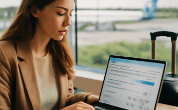 Screenshot der Google Flüge Webseite mit KI-gestützter Suche nach Flugangeboten, die personalisierte und flexible Reisesuchoptionen zeigt.