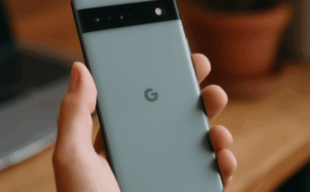 Alt-Text-Vorschlag: „Google Pixel 9a in Nahaufnahme auf einem Tisch, Display eingeschaltet mit bunter Android-Oberfläche; das schlichte Mittelklasse-Smartphone zeigt sein Kameramodul und steht sinnbildlich für starken Testauftritt mit guter Leistung, KI-Funktionen und langer Update-Garantie.“