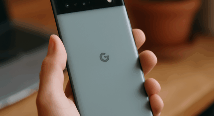 Alt-Text-Vorschlag: „Google Pixel 9a in Nahaufnahme auf einem Tisch, Display eingeschaltet mit bunter Android-Oberfläche; das schlichte Mittelklasse-Smartphone zeigt sein Kameramodul und steht sinnbildlich für starken Testauftritt mit guter Leistung, KI-Funktionen und langer Update-Garantie.“