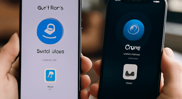 Beitragsbild zeigt ein Android- und ein iPhone-Smartphone, die drahtlos Fotos und Dateien über Quick Share und AirDrop austauschen – symbolisiert den erleichterten plattformübergreifenden Datentransfer zwischen Android und iOS.