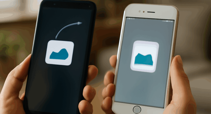 Smartphones mit Android- und iOS-Betriebssystem verbinden sich kabellos zur schnellen und sicheren Dateiübertragung dank Googles neuer Funktion.