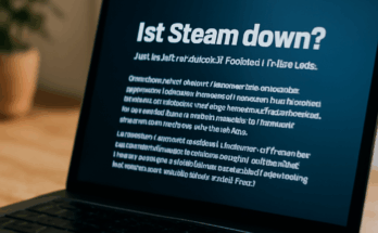 Symbolbild: PC-Monitor mit geöffnetem Steam-Client, auf dem eine Fehlermeldung oder fehlende Verbindung angezeigt wird, daneben Nutzer, der ratlos auf den Bildschirm schaut – Thema Verbindungsprobleme und Störungen bei Steam.