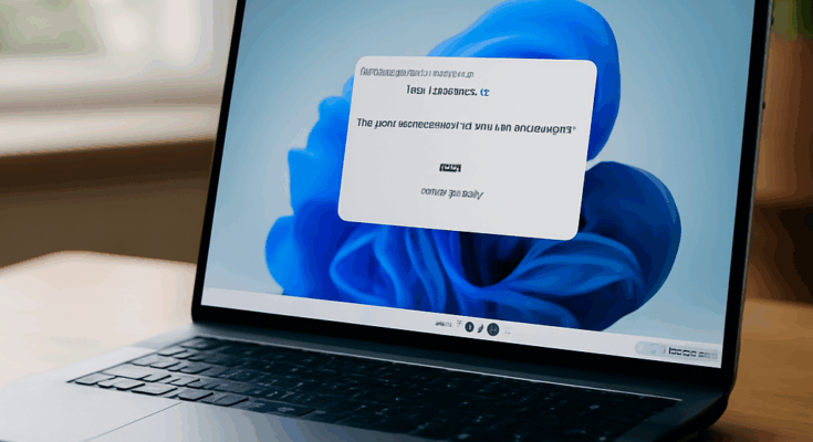 Beitragsbild zeigt das Windows 11 Logo vor einem Bildschirm mit Update-Symbol, symbolisiert die automatische Aktualisierung von Windows 11 Version 23H2 auf 25H2 durch Microsoft.