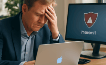 Symbolbild: Microsoft-Windows-Desktop mit geöffnetem Firewall- oder Sicherheitseinstellungsfenster, dazu ein eingeblendetes Warn- oder Fehlersymbol, das auf fehlerhafte Windows-Updates und beeinträchtigte Firewall-Regeln in Unternehmensnetzwerken hinweist.