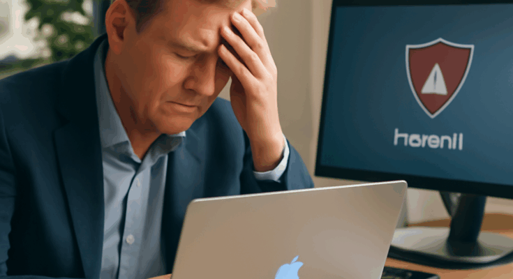 Symbolbild: Microsoft-Windows-Desktop mit geöffnetem Firewall- oder Sicherheitseinstellungsfenster, dazu ein eingeblendetes Warn- oder Fehlersymbol, das auf fehlerhafte Windows-Updates und beeinträchtigte Firewall-Regeln in Unternehmensnetzwerken hinweist.