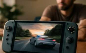 Nintendo Switch 2 mit verbessertem Display für höhere Bildwiederholrate und bessere Auflösung, sehnsüchtig erwartet von Fans.