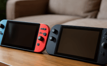 Beitragsbild mit Nintendo Switch und Nintendo Switch 2 Konzeptgrafik, die technische Verbesserungen und neue Features der kommenden Konsolengeneration in KW 43/2025 zeigt.