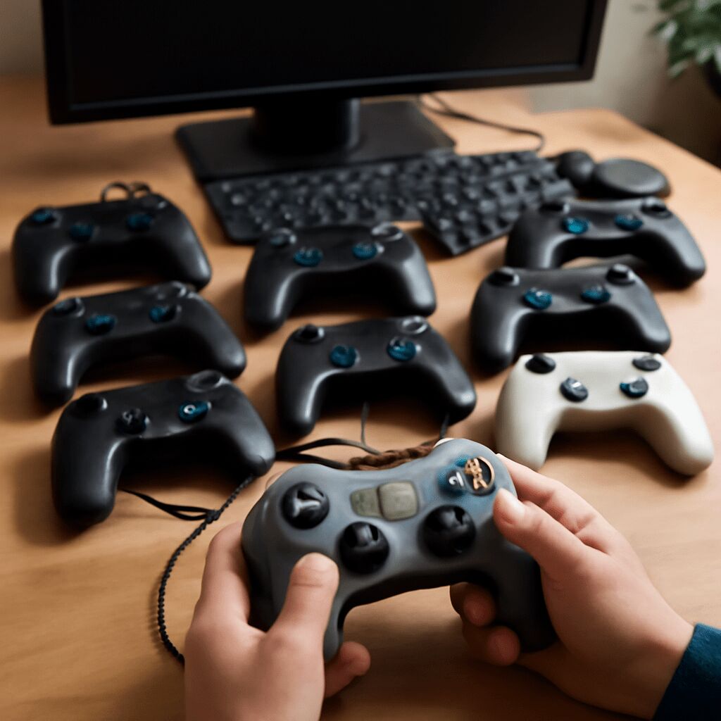 PC Controller Vergleich: 9 Gamepads im Test bis 200 Euro Bewertung Neun verschiedene PC-Controller bis 200 Euro im Vergleich, dargestellt nebeneinander, um Ergonomie, Ausstattung und Preis-Leistungs-Verhältnis im Gaming-Test zu veranschaulichen.