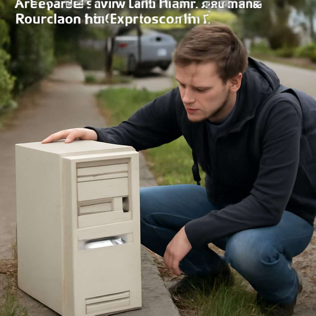 Alter Computer mit ungelöschter Festplatte am Straßenrand gefunden, zeigt persönliche Daten und verdeutlicht Risiken mangelnder Datenlöschung bei der Entsorgung von Technik.