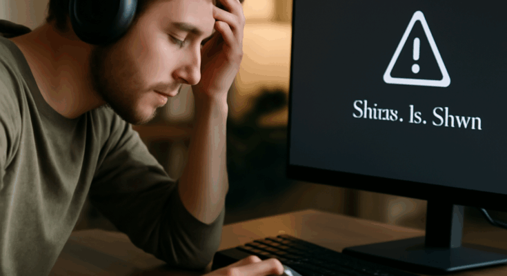 Symbolbild: Verärgerter PC-Spieler sitzt vor Bildschirm mit Fehlermeldung auf der Steam-Startseite, Hinweis auf Verbindungsproblem und nicht ladende Spielebibliothek während einer weltweiten Steam-Störung.