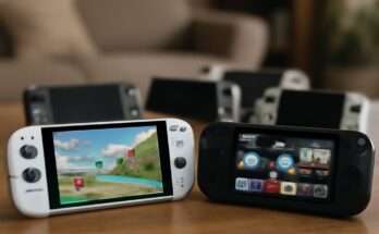 Vergleich der neuen Gaming-Handhelds Xbox Ally X mit AMD-Prozessor und Xbox Game Pass gegen Nintendos Switch 2 mit OLED-Display und exklusiven Spielen – mobile Gaming-Geräte für unterschiedliche Ansprüche.