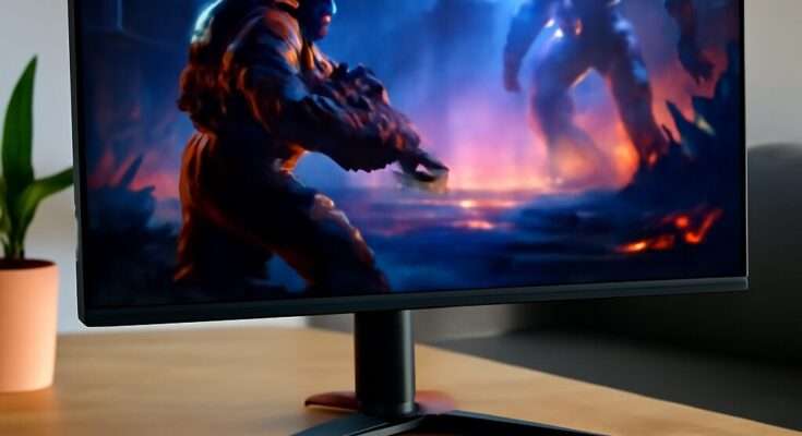 TCL 25G64 Gaming-Monitor mit 25 Zoll, Quantum-Dots-Technologie, Mini-LED-Hintergrundbeleuchtung, 165 Hz Bildwiederholrate und Full-HD-Auflösung, präsentiert für 209 Euro.