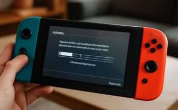 Nintendo Switch Konsole mit Benutzeroberfläche des neuen System-Updates 21.0.0, das Stabilität, Bedienkomfort und Bluetooth-Audio verbessert.
