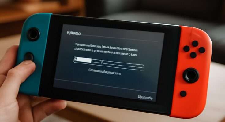 Nintendo Switch Konsole mit Benutzeroberfläche des neuen System-Updates 21.0.0, das Stabilität, Bedienkomfort und Bluetooth-Audio verbessert.