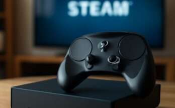 Valve Steam Machine 2024: Konsole mit PC-Hardware und SteamOS als Angriff auf PlayStation und Xbox, zeigt Gerät im modernen Design vor Gaming-Hintergrund.