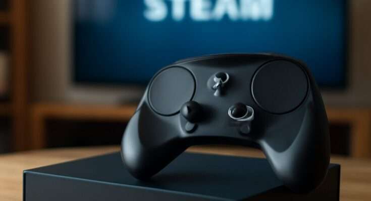 Valve Steam Machine 2024: Konsole mit PC-Hardware und SteamOS als Angriff auf PlayStation und Xbox, zeigt Gerät im modernen Design vor Gaming-Hintergrund.