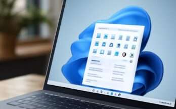 Windows 11 Startmenü mit modernem Design und optimierter Struktur, erstmals verteilt im Oktober-Preview-Update 2023 auf ausgewählten PCs.