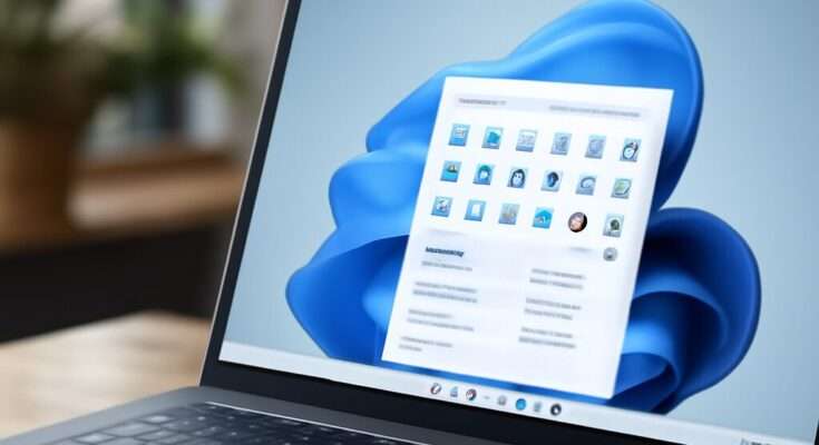Windows 11 Startmenü mit modernem Design und optimierter Struktur, erstmals verteilt im Oktober-Preview-Update 2023 auf ausgewählten PCs.