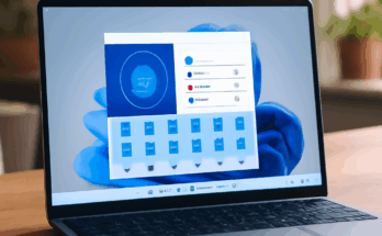 Alt-Text: Windows 11 Desktop mit Symbolen für Ordner und Apps, die durch KI-Agenten gesteuert werden – Darstellung der erweiterten Zugriffsrechte und intelligenten Systemsteuerung.