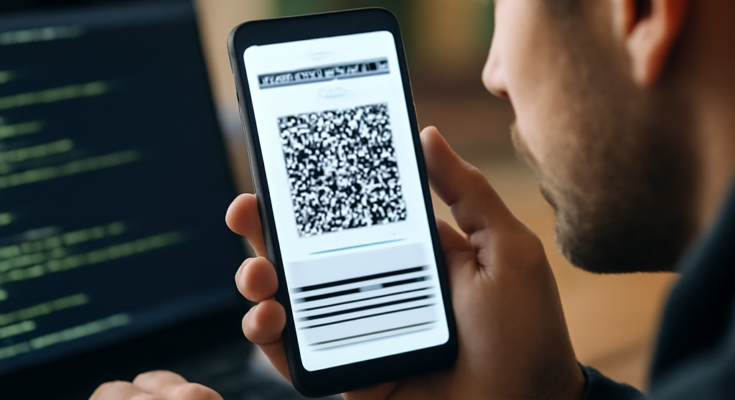 Alt-Text: Symbolbild zum Deutschlandticket mit Smartphone und digitalem Ticket in einer ÖPNV-Szene, darüber abstrahierte Warnsymbole und Codezeilen, die auf entdeckte IT-Sicherheitslücken, Datenrisiken und mögliche Manipulation von Kundendaten hinweisen.
