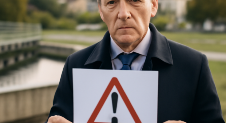 Symbolbild zu IT-Sicherheit: Abstrakte Darstellung eines Cyberangriffs auf kommunale Infrastruktur mit Fokus auf Stadtentwässerung Fürth, Warnhinweis an Bürger und Schutz sensibler Daten.