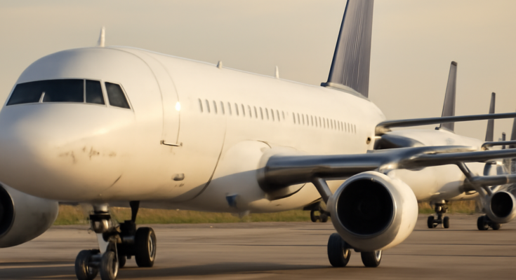 Ein Airbus-A320-Jet hebt bei Tageslicht ab; dazu der Hinweis, dass nach einem von EASA und Airbus adressierten Software-Problem nun wieder der Großteil der A320-Flotte mit aktualisierter Steuerungs-Software im regulären Einsatz ist.