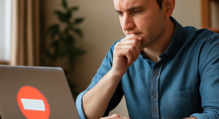 Alt-Text: „Symbolbild zu einem Gerichtsurteil: Ein YouTube-Creator mit mehreren Kanälen vor dem Laptop, dazu das YouTube-Logo und ein eingeblendetes Sperrsymbol – verdeutlicht, dass Zweitkanäle nach einer Account-Sperre nicht automatisch mitgesperrt werden dürfen.“