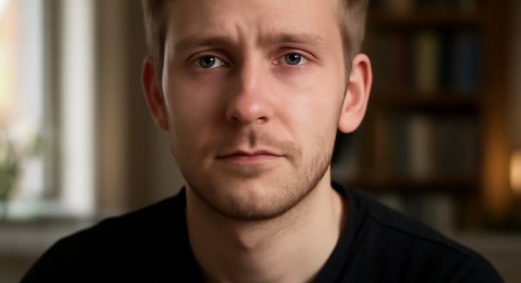 Schlichtes Porträtfoto von YouTuber Jan Zimmermann, 27 Jahre alt, nachdenklicher Blick in die Kamera vor neutralem Hintergrund, dazu eingeblendete Schlagzeile zu seinem Tod und Trauer in der Online-Community.