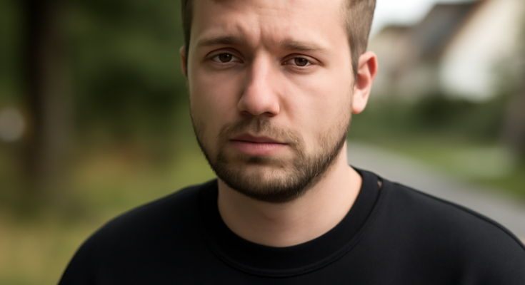 Schwarz-weiß-Foto von YouTuber Jan Zimmermann („Gewitter im Kopf“), der nachdenklich in die Kamera blickt; daneben Texthinweis auf seinen Tod im Alter von 24 Jahren und seine Rolle als bekannter Aufklärer über das Tourette-Syndrom.