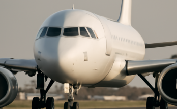 Ein Airbus A320 im Landeanflug auf einen deutschen Flughafen, im Fokus das Cockpit mit Flight-Management-System, das aufgrund eines fehlerhaft eingegebenen, zu hohen Geschwindigkeitswerts und fehlender Software-Plausibilitätsprüfung einen Go-Around erforderlich macht.