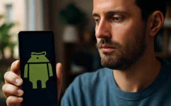 Alt-Text: Smartphone mit Android-Oberfläche vor abstrahiertem Google-Design, dazu Icons für KI, Sicherheit, Barrierefreiheit und vernetzte Geräte – symbolisiert das große Android-Update mit neuen KI-Funktionen, mehr Datenschutz und besserer Ökosystem-Integration.